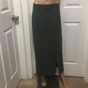 Winter Gray maxi work skirt plus with flirty slit